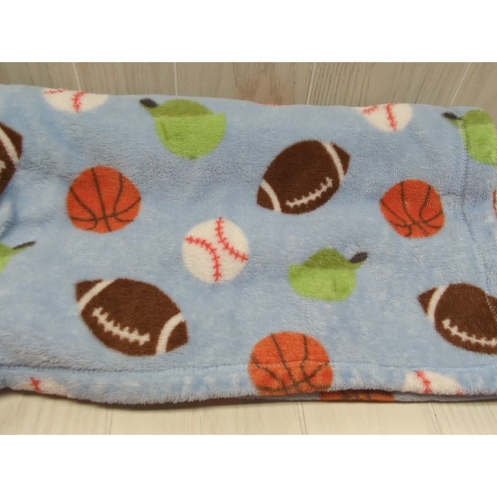 Berkshire Baby Blue Baby Blanket Sports Balls green leaves football basketball
